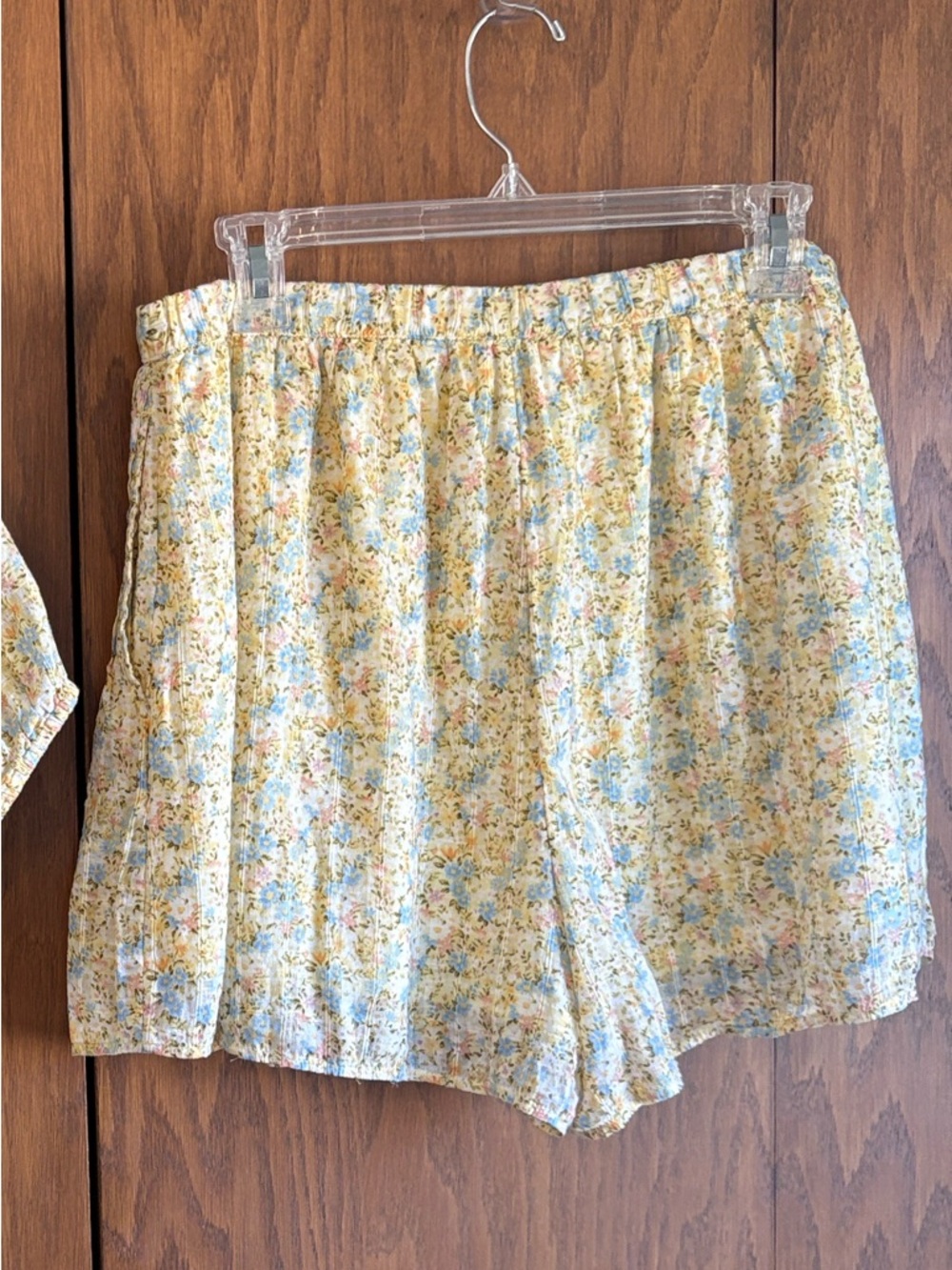 American Eagle Outfitters Floral High-Waist Shorts in Yellow and Blue